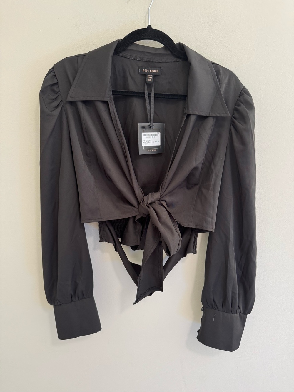 ASOS QED London Puffed Sleeve Cropped Blouse